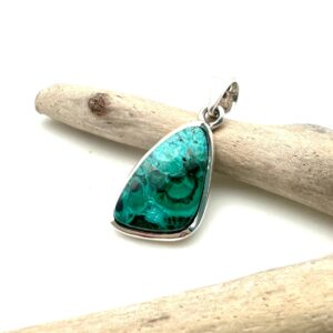 Sterling Silver Malachite Chrysocolla Pendant – Green Blue Gemstone