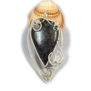 Wire Wrapped Chrysocolla Pendant: Sterling Silver Artisan Jewelry