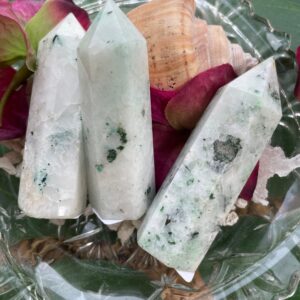 Fynchenite (Chrysocolla Quartz) Tower Natural Stone Point Obelisk Crystal Wand Healing Stone