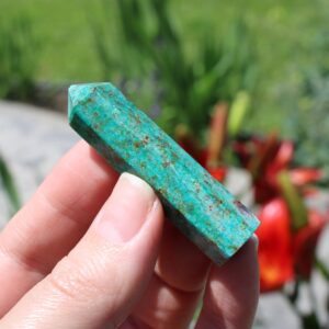 Stone of Empowerement Chrysocolla Point , Spirit Communication Worry Gemstone