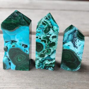 Chrysocolla Tower, Blue Green Crystal, Polished Wand,crystal obelisk,malachite mix