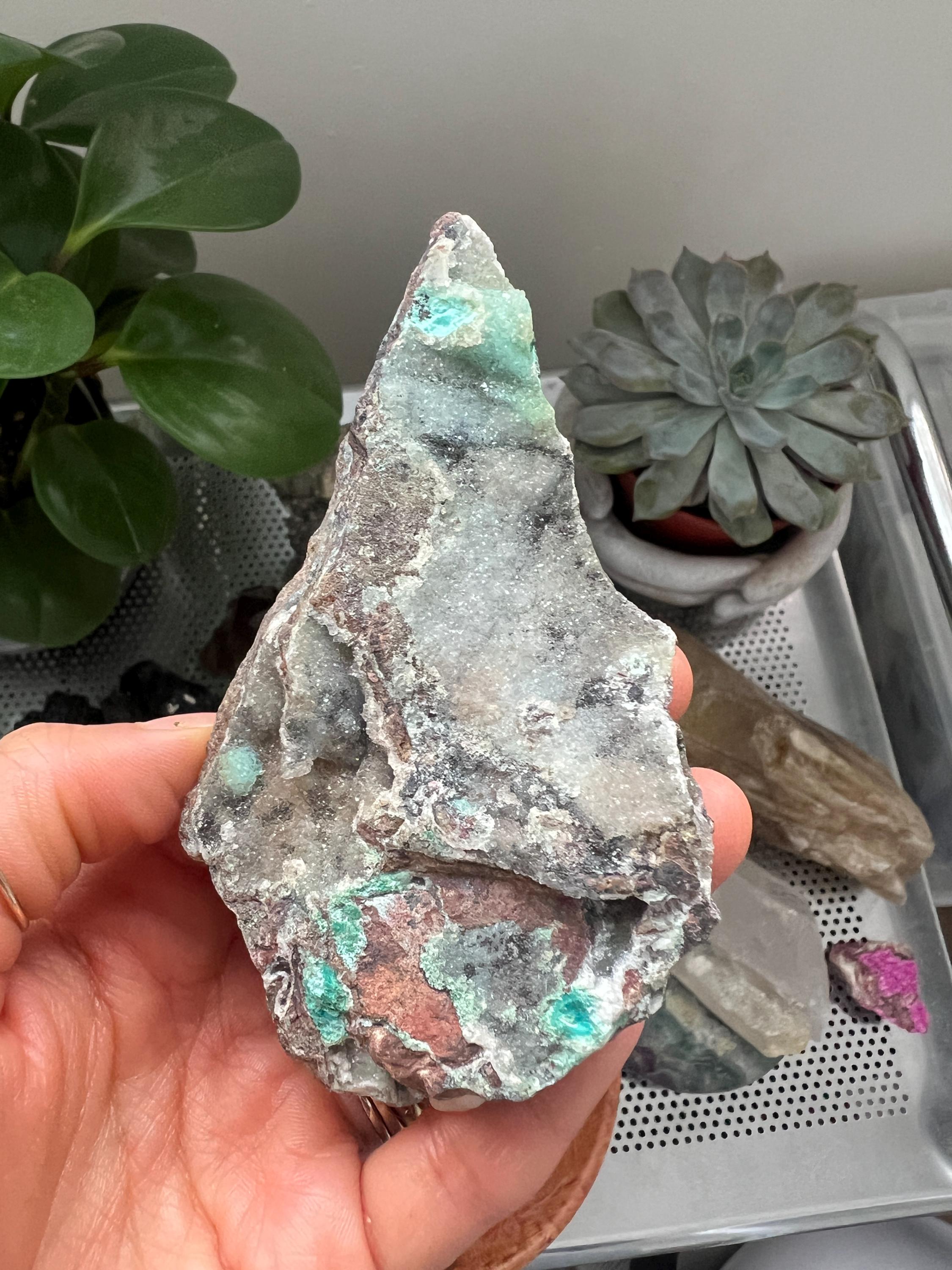 Druzy Chrysocolla And Silica Specimen, Chrysocolla