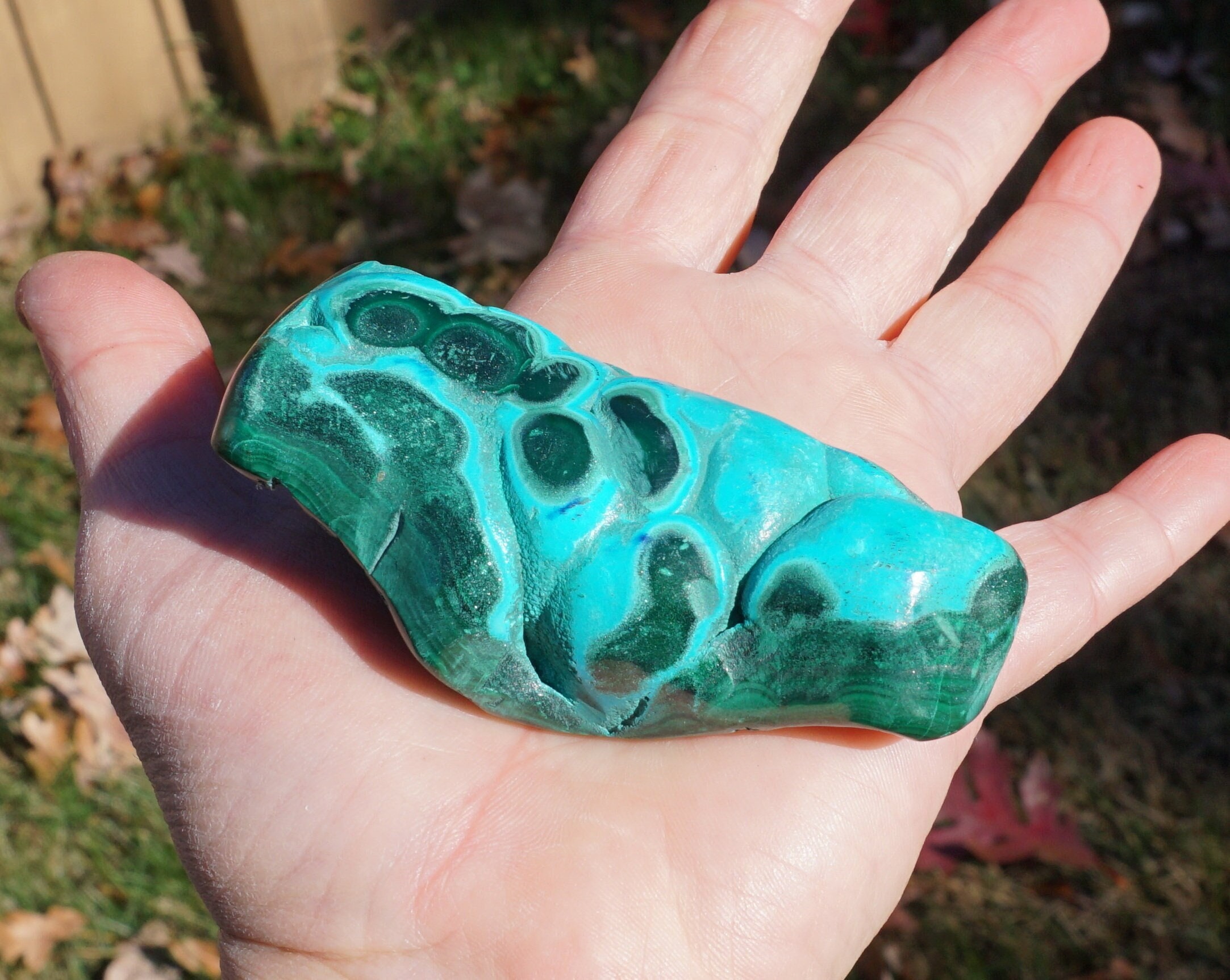 Polished Malachite Chrysocolla Specimen: Mineral Collection, 4.9 Oz 3.3" X 1.4" X 1.1" Polished Malachite Chrysocolla Specimen: Mineral Collection, 4.9 Oz 3.3" X 1.4" X 1.1"