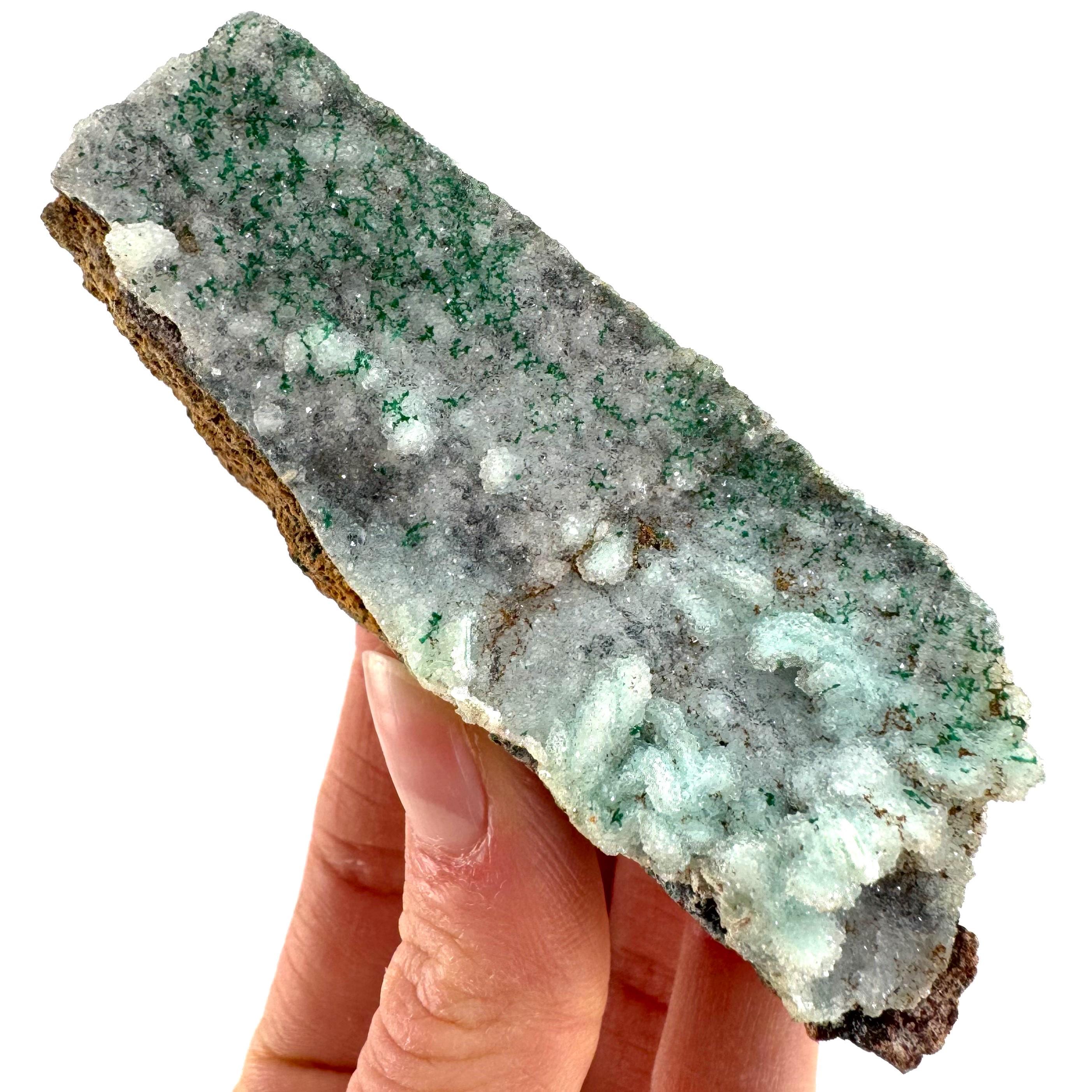 Druzy Chrysocolla Specimen With Malachite, Congo Raw Crystal
