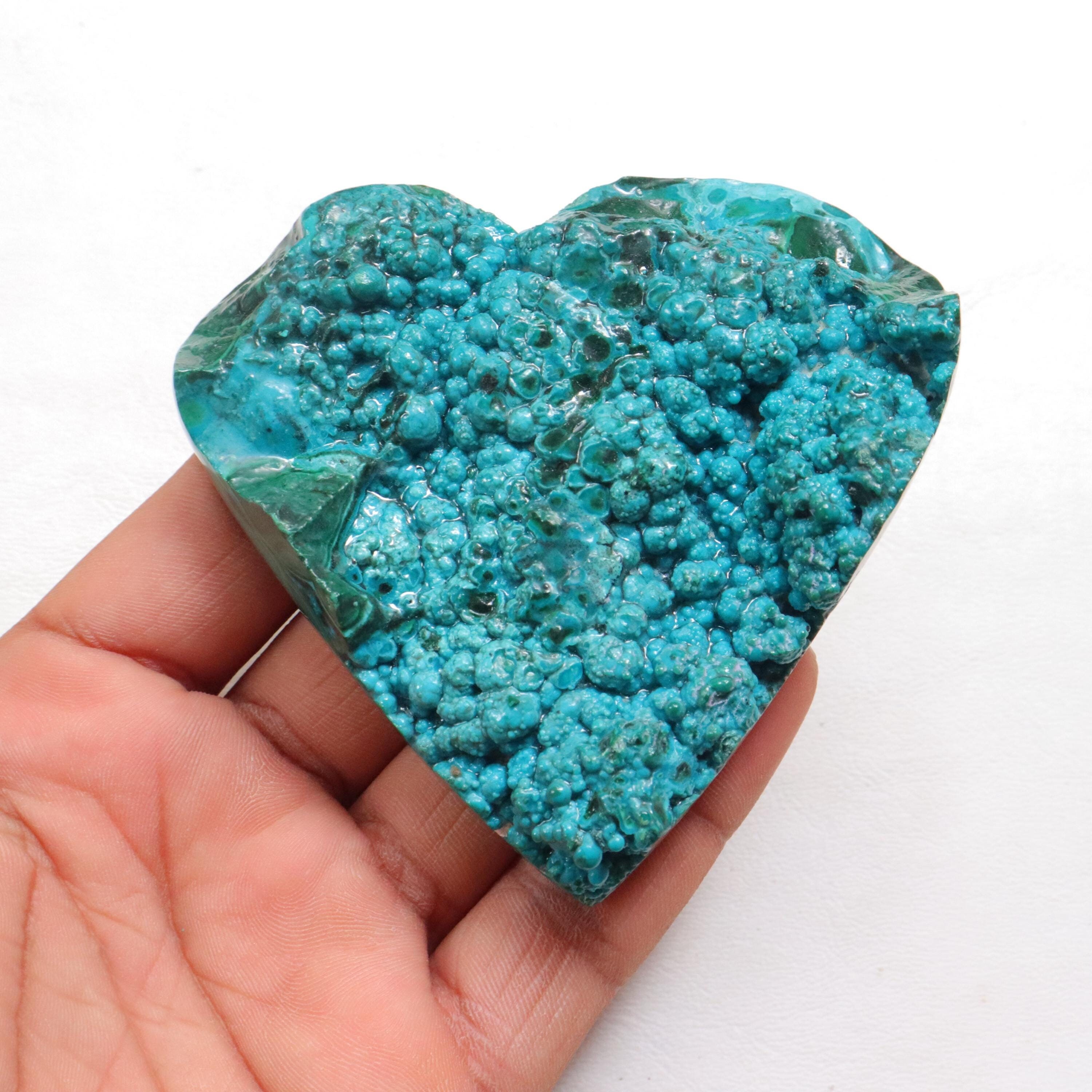 Unique Botryoidal Chrysocolla And Banded Malachite Heart, Designer Natural Chrysocolla Malachite Congo, Malacolla, Display Specimen Crystal