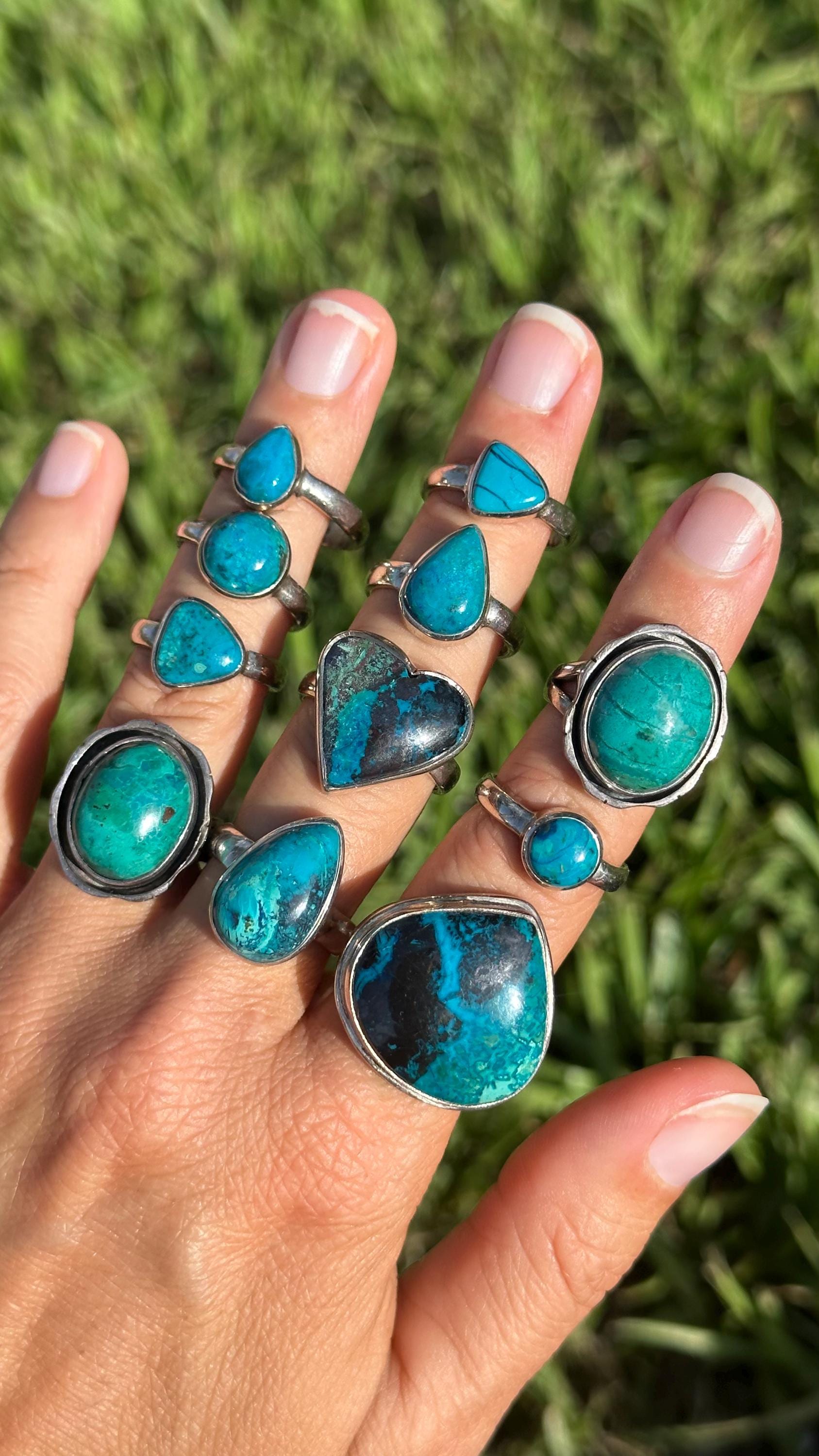 Chrysocolla Ring, ..925 Sterling Silver Ring