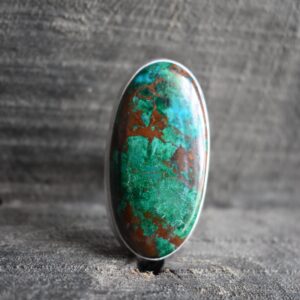 Aaa Chrysocolla Gemstone 925 Silver Ring, 35x17mm Drop Shape