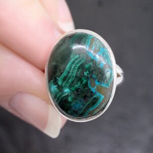 Earth And Sky - Chrysocolla & Malachite Sterling Silver Ring - Size 8.5