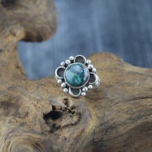 Handcrafted Sterling Silver Chrysocolla Ring - Size 5