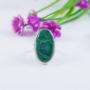 Chrysocolla Malachite Ring, Handmade 925 Sterling Silver Ring, Oval Chrysocolla Malachite Ring, Green Gemstone Ring, Gift For Wife