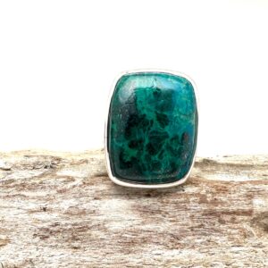 Chrysocolla Malachite Sterling Silver Ring - Size 7