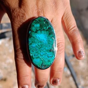 Chrysocolla Malachite Ring: Sterling Silver Gemstone, Handmade