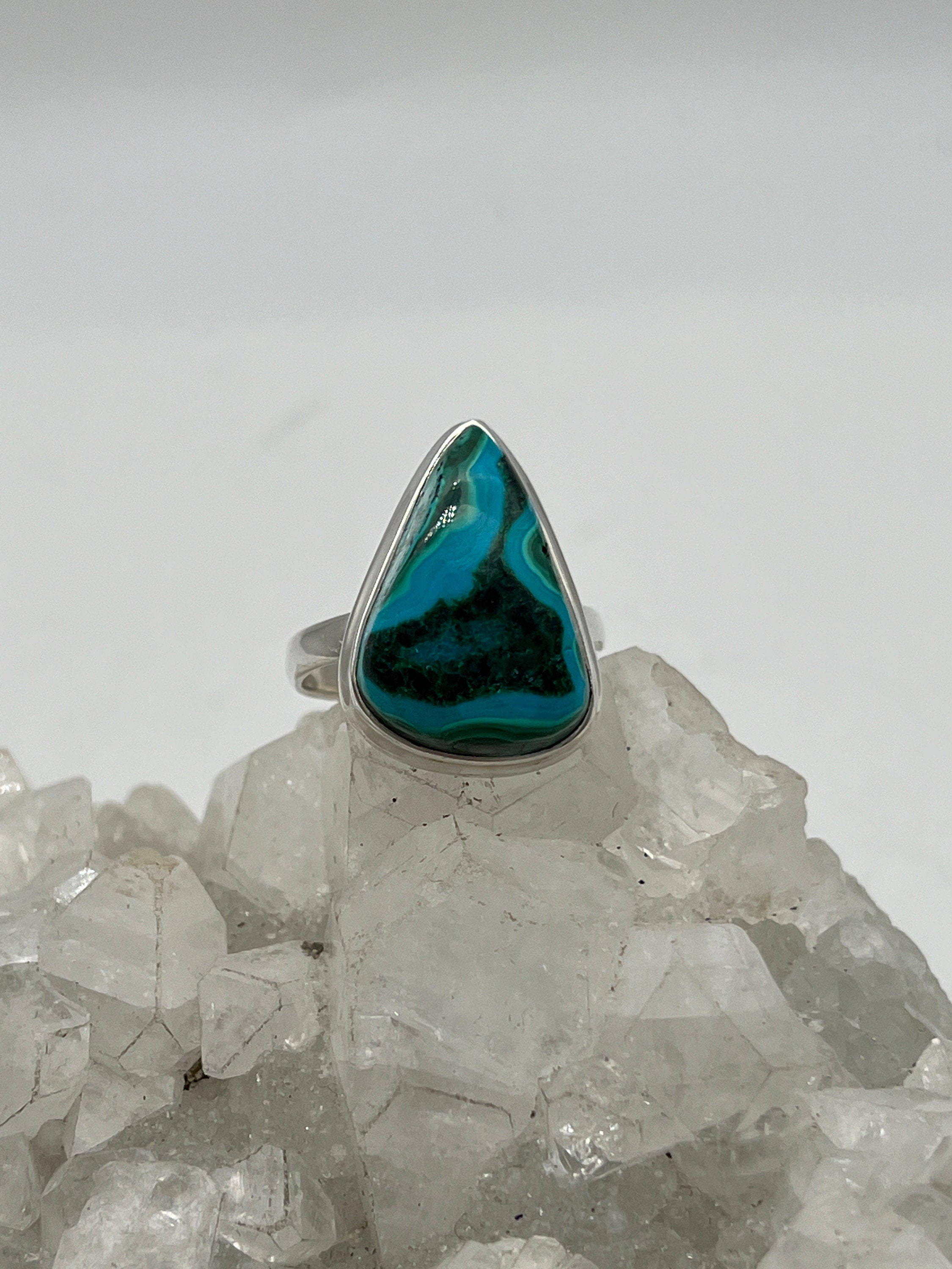 Natural Malachite In Chrysocolla Ring, Size  10 1/2