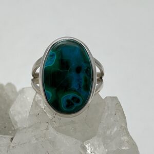 Natural Malachite in Chrysocolla Ring, Size 8