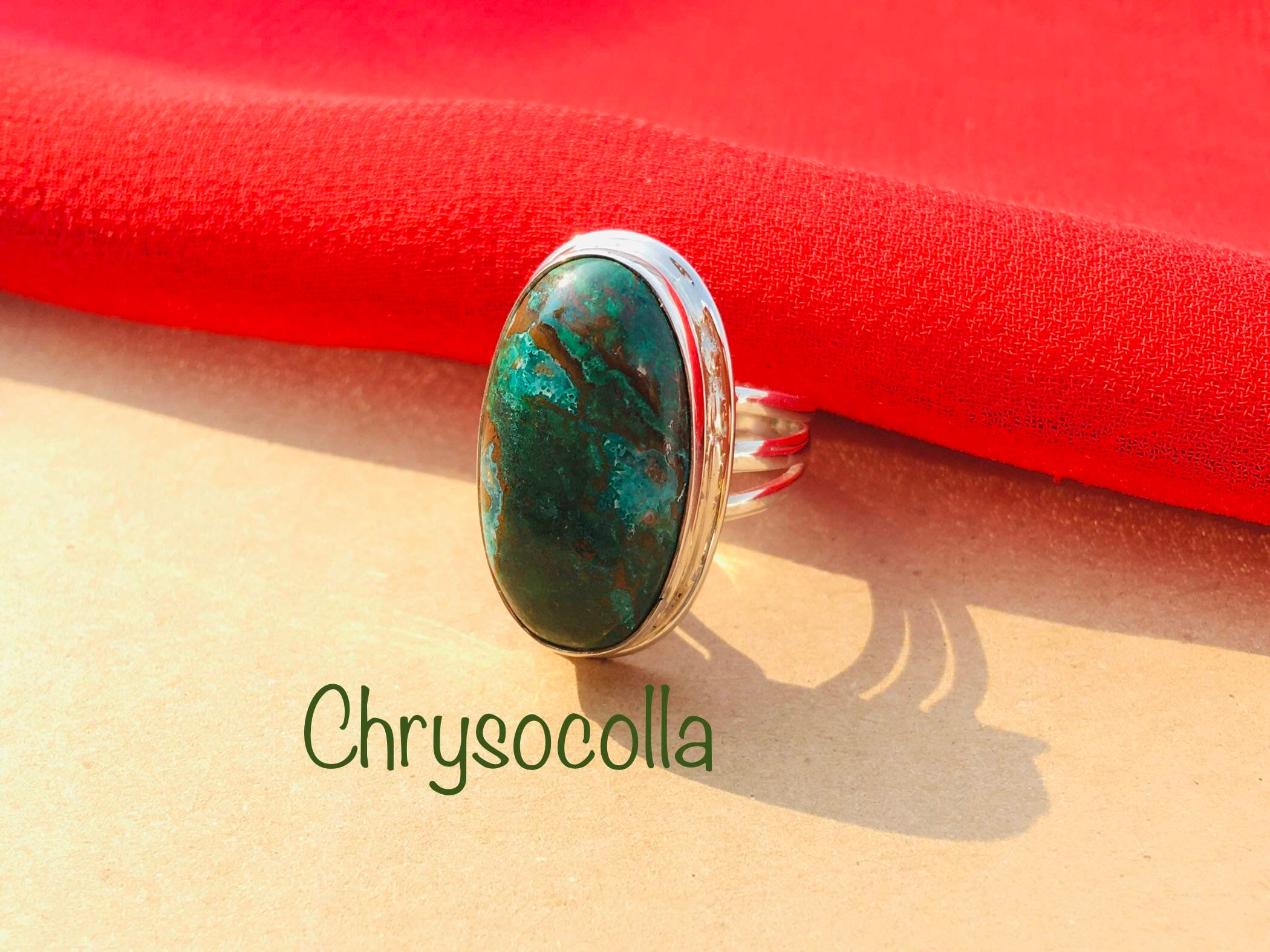 Natural Chrysocolla Oval Ring In 925 Sterling Silver, Artisan Ring, Silver Jewelry, Designer Ring, Birthstone Ring, Handmade, Gift For Her