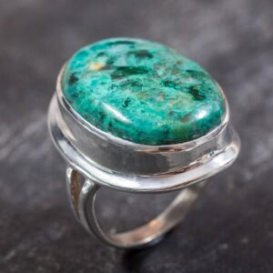 Chrysocolla Ring, Natural Chrysocolla, Statement Ring, Large Vintage Ring, Sagittarius Ring, Blue Ring, Vintage Silver Ring, Chrysocolla