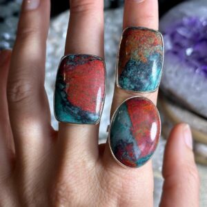 Sonora Sunrise Chrysocolla Adjustable .925 Sterling Silver Statement Ring – Choose Your Ring