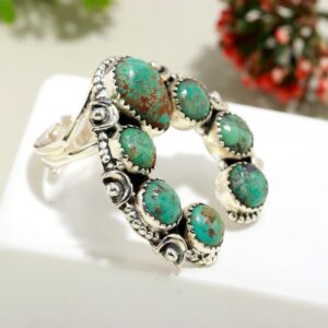 Chrysocolla Statement Ring: 925 Sterling Silver Gemstone Jewelry