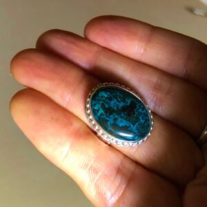 Chrysocolla Sterling Silver Ring: Handcrafted Gemstone, Size 7