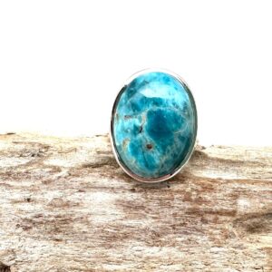 Chrysocolla Sterling Silver Ring - Ocean Blue Stone, Size 7.5