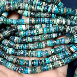 16 Inches Strand,Natural Chrysocolla Smooth Tyre Shape, Size. 6-6.5mm