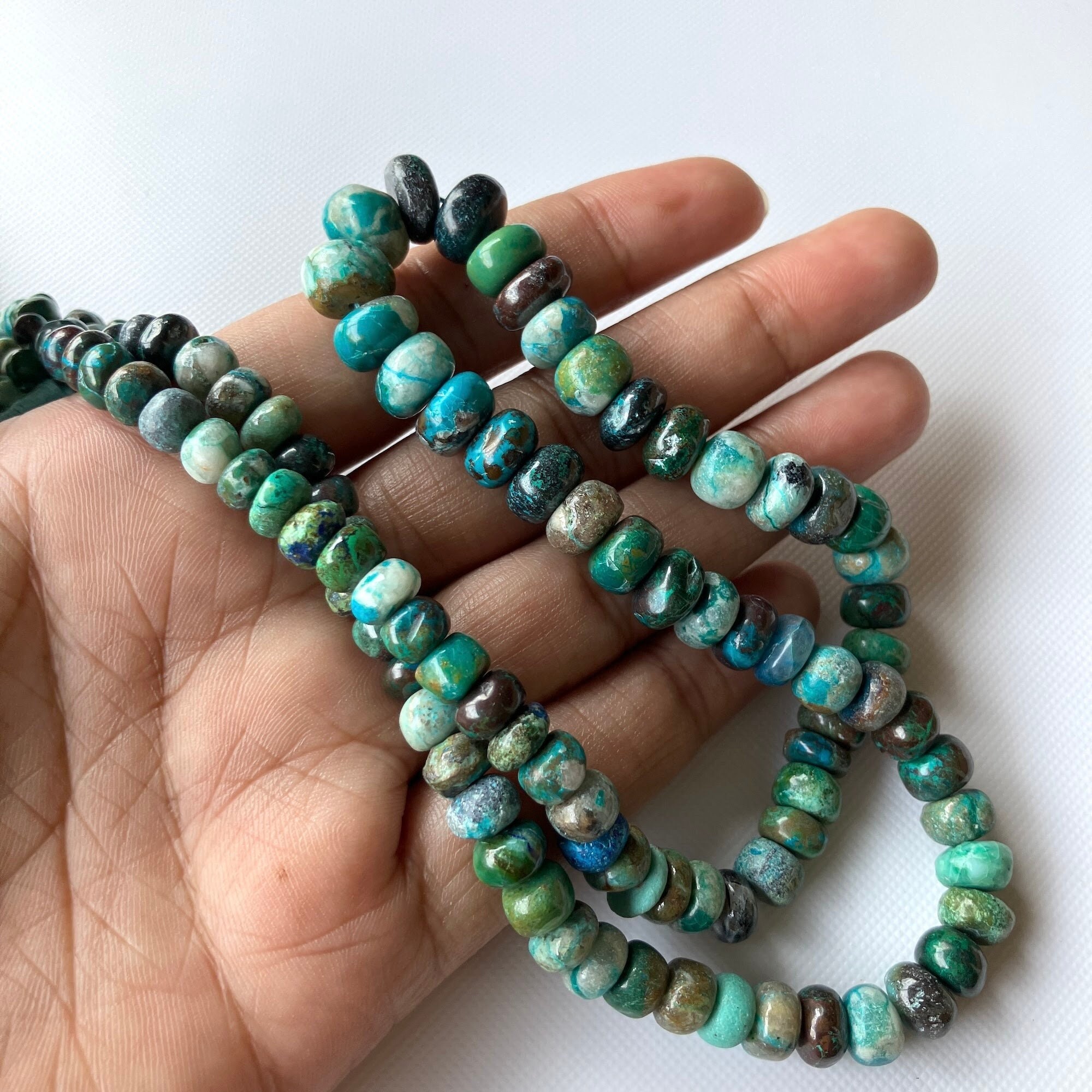 5mm To 10mm Natural Chrysocolla Gemstone Turquoise Color Smooth Rondelle Beads Loose For Jewelry Making 18 Inch Strand Gds2275/33 5mm To 10mm Natural Chrysocolla Gemstone Turquoise Color Smooth Rondelle Beads Loose For Jewelry Making 18 Inch Strand Gds2275/33