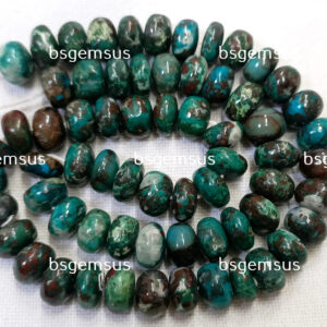 8 Inches Strand,Superb-Finest Quality,Natural Chrysocolla Smooth Rondelles,Size 7-8mm