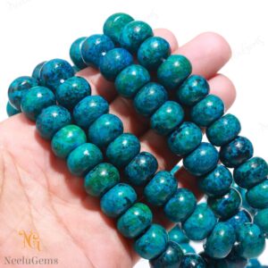Aaa+ Blue Chrysocolla Smooth Rondelle Beads,13-14 Mm Natural Chrysocolla Indian Cut Beads,15" Loose Gemstone Beads For Handmade Jewelry