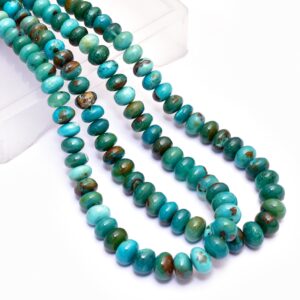 Aaa+ Gem Silica Smooth Rondelle Beads, 16inch Strand, Natural Chrysocolla Chalcedony Precious Gemstone 8mm-10mm Loose Beads
