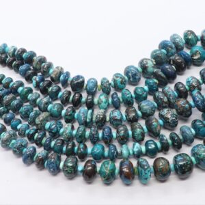 Aaa Natural Chrysocolla Smooth Rondelle Shape Beads, Plain Chrysocolla Beads, 7-14 Mm Chrysocolla Beads, 15 Inch Smooth Chrysocolla Beads