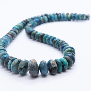 Aaa Natural Chrysocolla Smooth Rondelle Shape Beads, Plain Chrysocolla Beads, 6.5-12 Mm Chrysocolla Beads, 15"+ Fish Lock Chrysocolla Beads