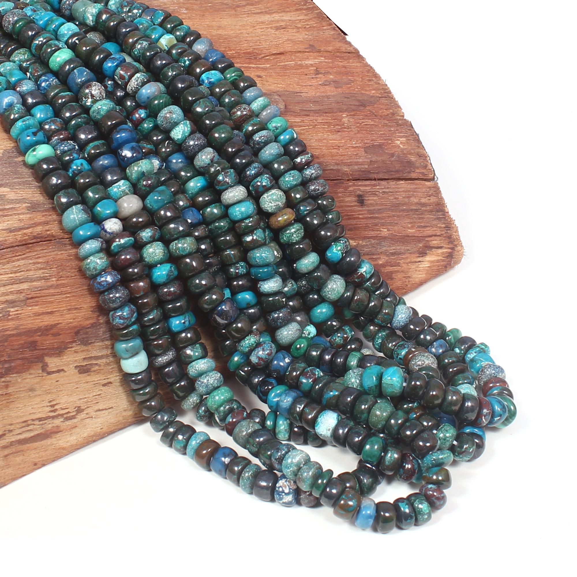Aaa Natural Chrysocolla Smooth Rondelle Beads, Blue Chrysocolla Beads, Making For Jewelry Craft, Semi Precious Gemstone Beads, Handmade Bead