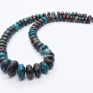 Aaa Natural Chrysocolla Smooth Rondelle Shape Beads, Plain Chrysocolla Beads, 6-14 Mm Chrysocolla Beads, 13"+ Fish Lock Chrysocolla Beads
