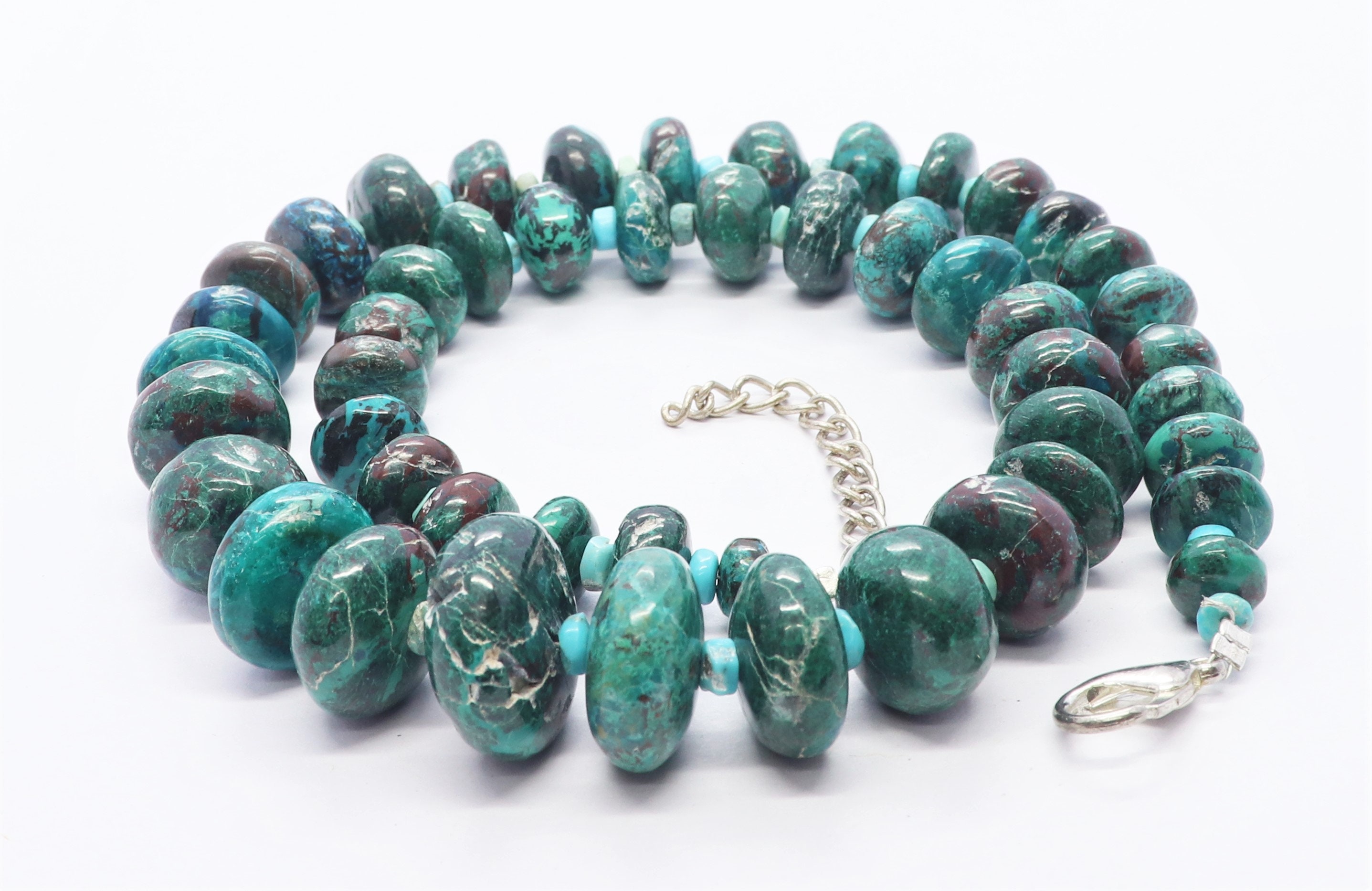 Aaa Natural Chrysocolla Smooth Rondelle Shape Beads, Plain Chrysocolla Beads, 8-15 Mm Chrysocolla Beads, 16 Inch Smooth Chrysocolla Beads