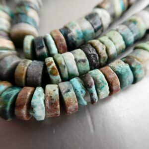 Chrysocolla Rondelle Matte 7-8mm Beads - 4in Strand Large Gemstone-green Natural Craft Beads-jewelry Making
