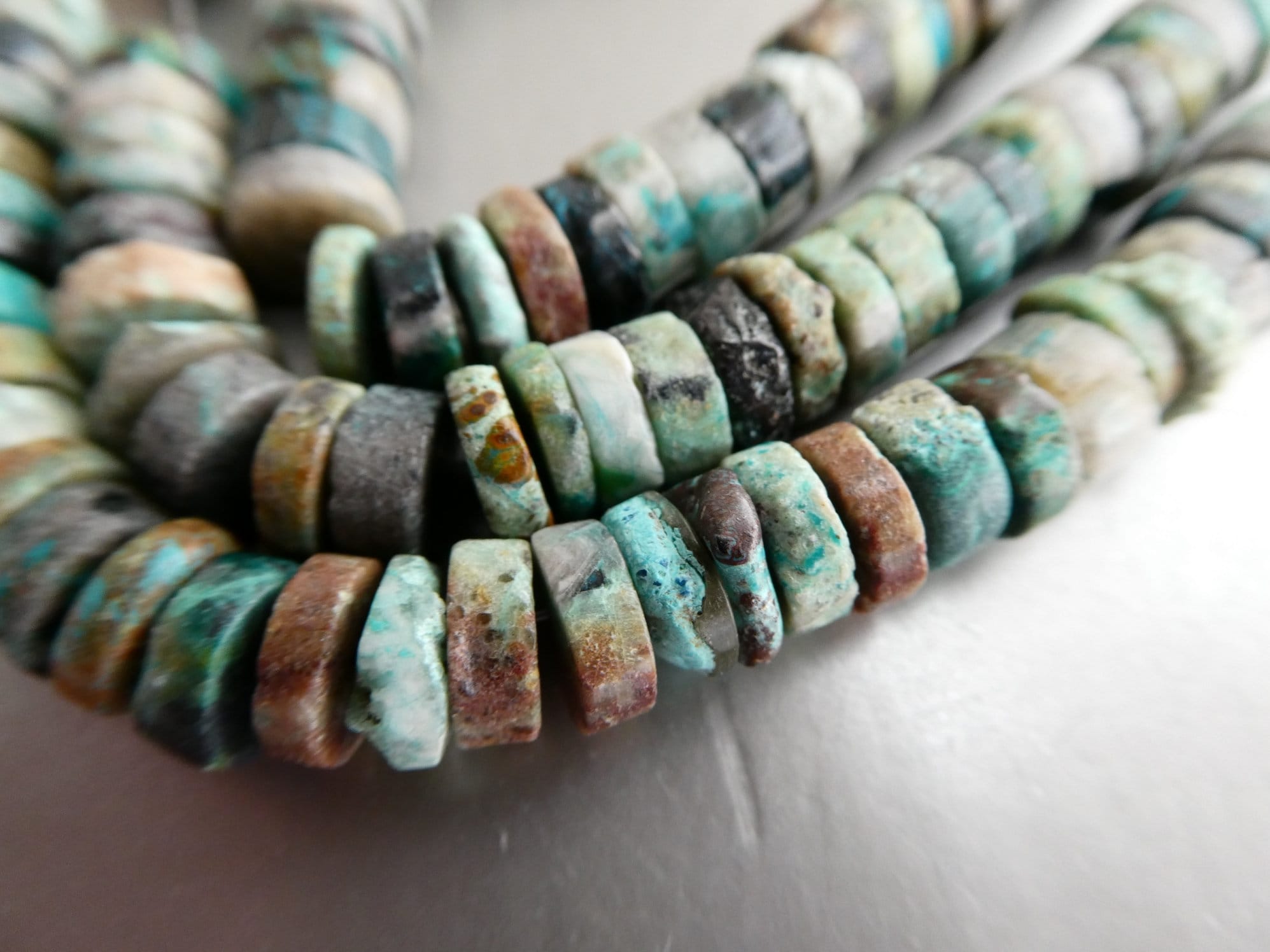 Chrysocolla Rondelle Matte 7-8mm Beads - 4in Strand Large Gemstone-green Natural Craft Beads-jewelry Making