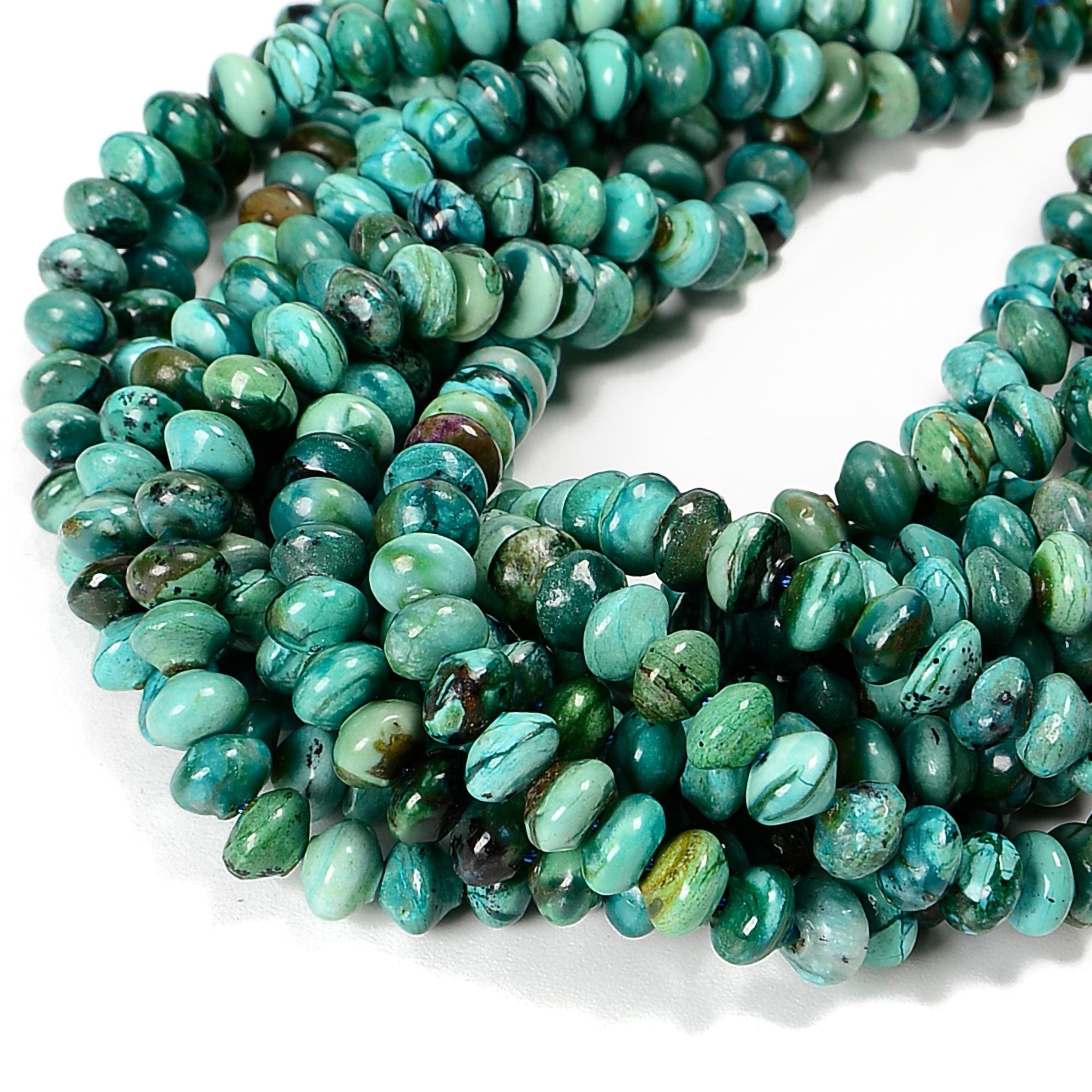 Genuine Blue Green Chrysocolla Rondelle Disc Beads 4x6mm 5x8mm 5x10mm 15.5"strd