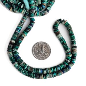 Natural Chrysocolla Rondelle Beads, 6-7mm Turquoise Color Tyre Shape, Smooth Gemstone Beads For Jewelry Making – 16 Inch Strand, Gde69
