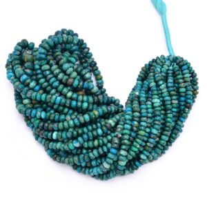 Natural Chrysocolla Gemstone 4mm-6mm Smooth Rondelle Beads | Aaa+ Chrysocolla Semi Precious Gemstone Rondelle Loose Beads | 16inch Strand