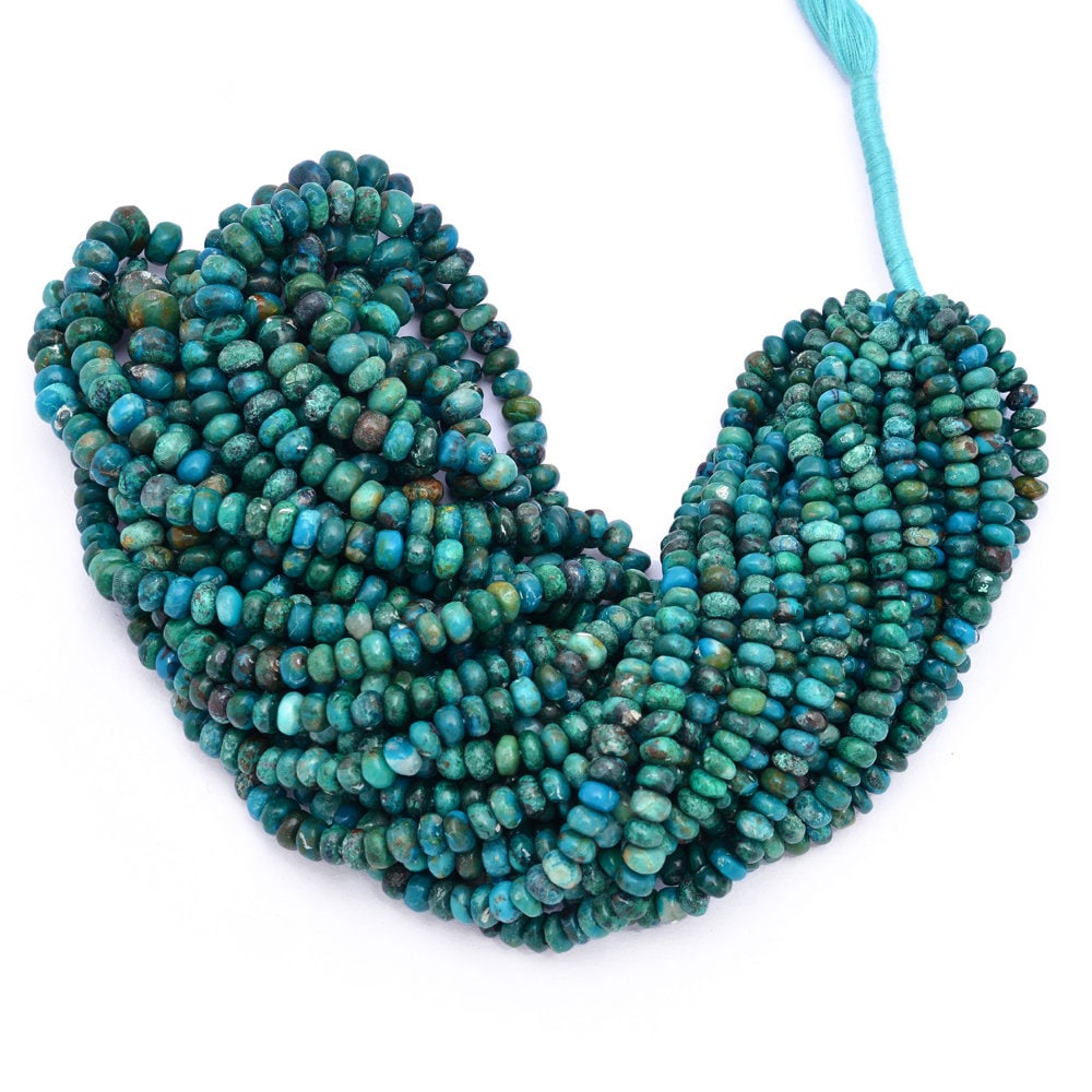 Natural Chrysocolla Gemstone 4mm-6mm Smooth Rondelle Beads | Aaa+ Chrysocolla Semi Precious Gemstone Rondelle Loose Beads | 16inch Strand