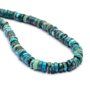 Natural Chrysocolla Gemstone 6mm Heishi Smooth Beads | Chrysocolla Semi Precious Gemstone Wheel / Tyre Rondelle Loose Beads | 16inch Strand