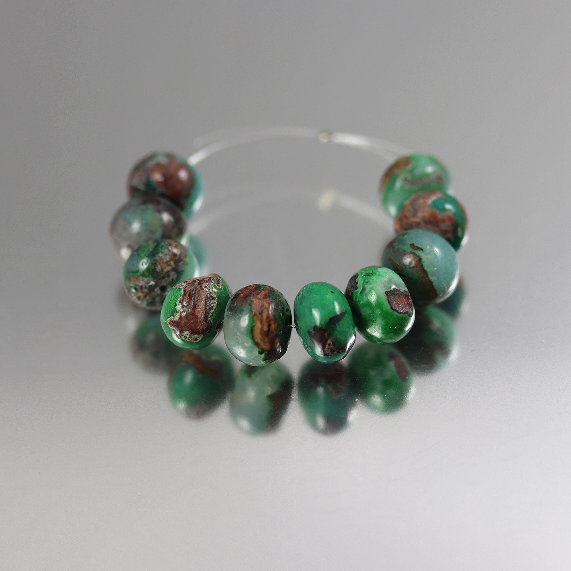 Silicated Chrysocolla Rondelle Beads: 10 X 7mm, Set Of 10