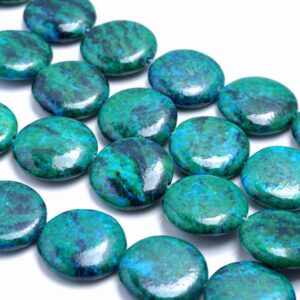 20MM Chrysocolla Quantum Quattro Gemstone Flat Round Loose Beads 15.5 inch Full Strand (90182636-A141) 20MM Chrysocolla Quantum Quattro Gemstone Flat Round Loose Beads 15.5 inch Full Strand (90182636-A141)
