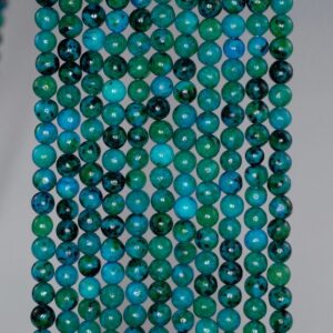 4mm Turquoise Chrysocolla Quantum Quattro Gemstone Round Loose Beads 15.5 Inch Full Strand (90114163-206)