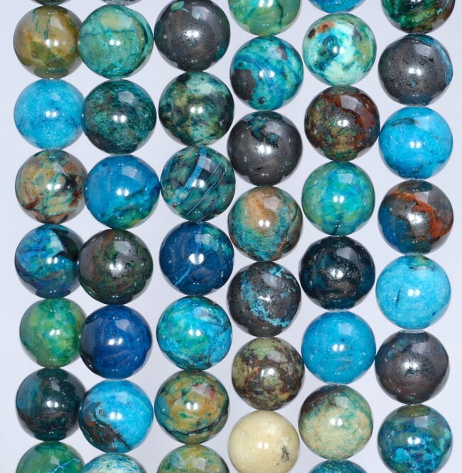 6mm Multicolor Chrysocolla Quantum Quattro Gemstone Grade A Round Loose Beads 15 Inch Full Strand (80004699-726)