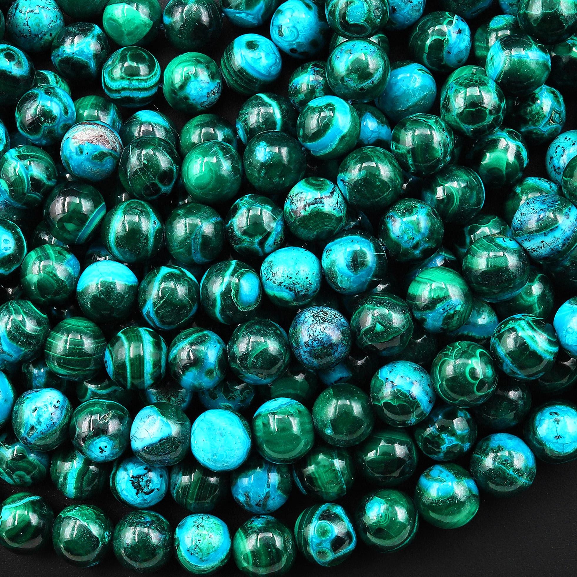 Extremely Rare Natural Blue Chrysocolla Green Malachite 6mm 8mm 10mm Smooth Round Beads 15.5" Strand Extremely Rare Natural Blue Chrysocolla Green Malachite 6mm 8mm 10mm Smooth Round Beads 15.5" Strand