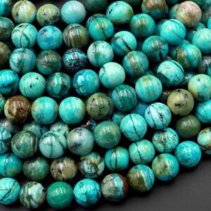 Natural Chrysocolla Beads 5mm 6mm 8mm 9mm 10mm 12mm 14mm Round Real Natural Blue Green Chrysocolla Gemstone From Arizona 15.5" Strand