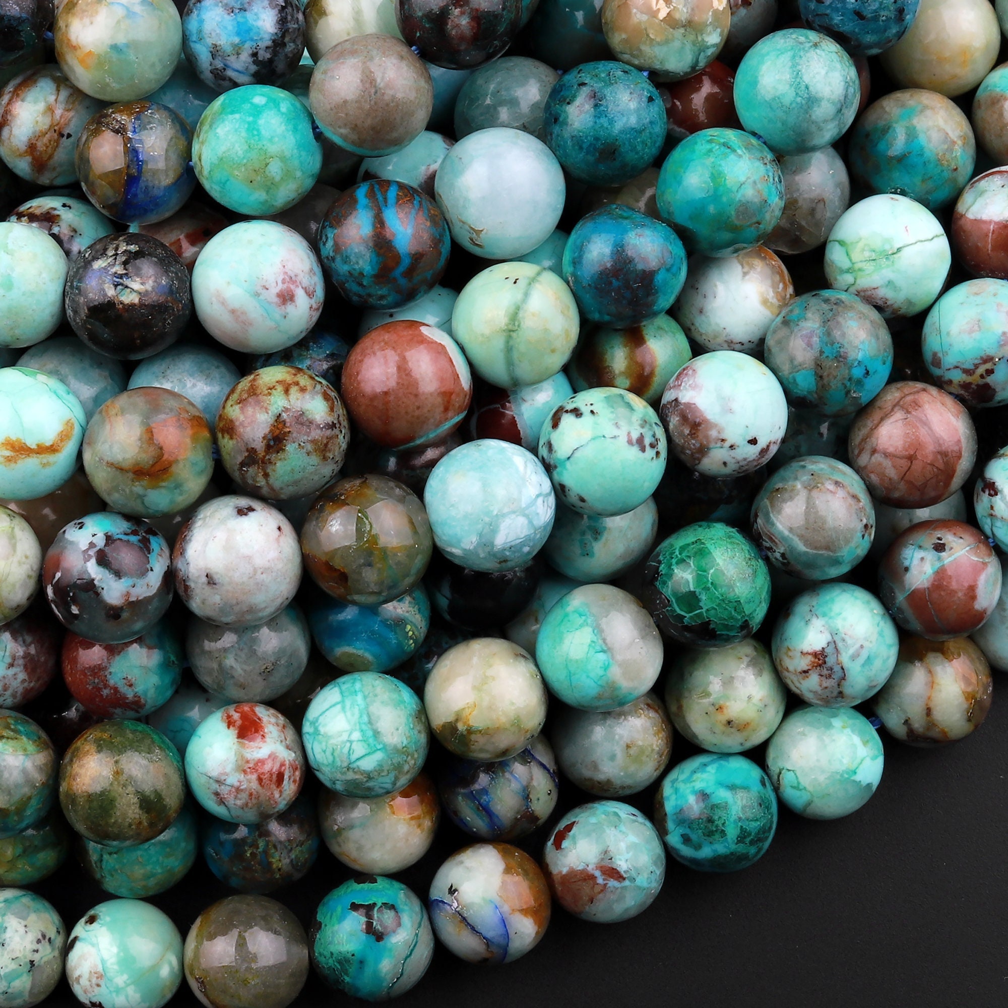 Natural Chrysocolla Beads 6mm 8mm 10mm Round Real Natural Blue Green Chrysocolla Gemstone From Arizona 15.5" Strand
