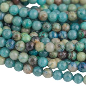 Natural Chrysocolla Beads 6mm 8mm 10mm 12mm Round Real Natural Blue Green Chrysocolla Red Iron Matrix Gemstone Arizona 15.5" Strand