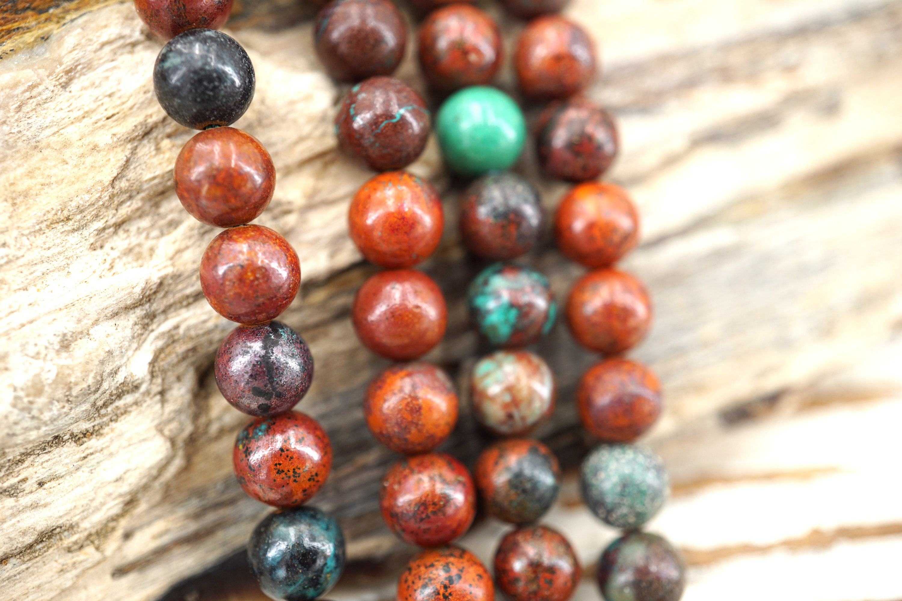Sonora Sunrise Cuprite Chrysocolla Beads, 6-6.5mm Round, 16 Inch Strand
